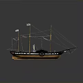 Vintage Sailing Ship With Wooden Hull Multiple Masts And Classic Design